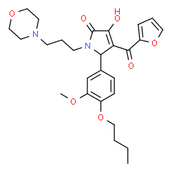 ChemSpider 2D Image | 5-(4-Butoxy-3-methoxyphenyl)-4-(2-furoyl)-3-hydroxy-1-[3-(4-morpholinyl)propyl]-1,5-dihydro-2H-pyrrol-2-one | C27H34N2O7