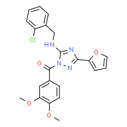 ChemSpider 2D Image | {5-[(2-Chlorobenzyl)amino]-3-(2-furyl)-1H-1,2,4-triazol-1-yl}(3,4-dimethoxyphenyl)methanone | C22H19ClN4O4