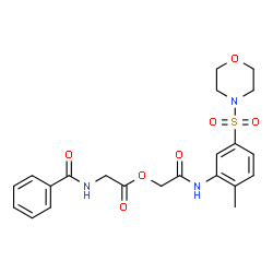 ChemSpider 2D Image | 2-{[2-Methyl-5-(4-morpholinylsulfonyl)phenyl]amino}-2-oxoethyl N-benzoylglycinate | C22H25N3O7S