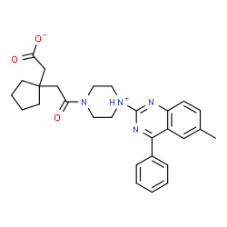 ChemSpider 2D Image | (1-{2-[4-(6-Methyl-4-phenylquinazolin-2-yl)piperazin-1-yl]-2-oxoethyl}cyclopentyl)acetic acid | C28H32N4O3