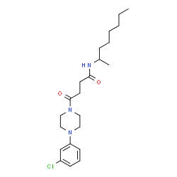 ChemSpider 2D Image | 4-[4-(3-Chlorophenyl)-1-piperazinyl]-N-(2-octanyl)-4-oxobutanamide | C22H34ClN3O2