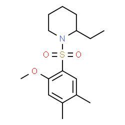ChemSpider 2D Image | 2-Ethyl-1-[(2-methoxy-4,5-dimethylphenyl)sulfonyl]piperidine | C16H25NO3S