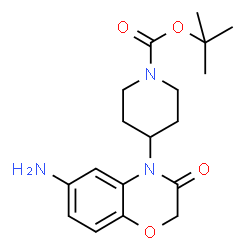 ChemSpider 2D Image | 2-Methyl-2-propanyl 4-(6-amino-3-oxo-2,3-dihydro-4H-1,4-benzoxazin-4-yl)-1-piperidinecarboxylate | C18H25N3O4