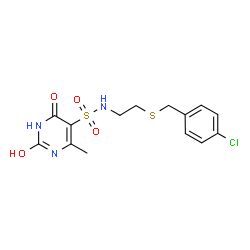 ChemSpider 2D Image | N-{2-[(4-Chlorobenzyl)sulfanyl]ethyl}-6-methyl-2,4-dioxo-1,2,3,4-tetrahydro-5-pyrimidinesulfonamide | C14H16ClN3O4S2