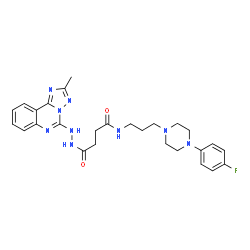 ChemSpider 2D Image | N-{3-[4-(4-Fluorophenyl)-1-piperazinyl]propyl}-4-[2-(2-methyl[1,2,4]triazolo[1,5-c]quinazolin-5-yl)hydrazino]-4-oxobutanamide | C27H32FN9O2
