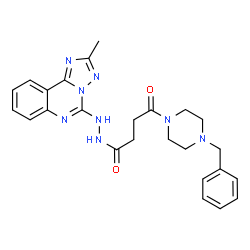 ChemSpider 2D Image | 4-(4-Benzyl-1-piperazinyl)-N'-[(5E)-2-methyl[1,2,4]triazolo[1,5-c]quinazolin-5(6H)-ylidene]-4-oxobutanehydrazide | C25H28N8O2
