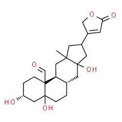 ChemSpider 2D Image | (3R,6aS,11aS)-3,4a,7a-Trihydroxy-10a-methyl-9-(5-oxo-2,5-dihydro-3-furanyl)hexadecahydro-11bH-cyclopenta[b]phenanthrene-11b-carbaldehyde | C23H32O6
