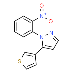 ChemSpider 2D Image | 1-(2-Nitrophenyl)-5-(3-thienyl)-1H-pyrazole | C13H9N3O2S