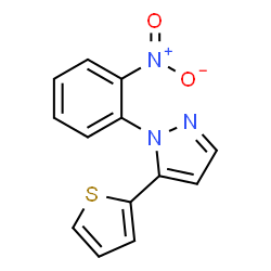 ChemSpider 2D Image | 1-(2-Nitrophenyl)-5-(2-thienyl)-1H-pyrazole | C13H9N3O2S