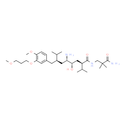 ChemSpider 2D Image | (2R,4S,5S,7R)-5-Amino-N-(3-amino-2,2-dimethyl-3-oxopropyl)-4-hydroxy-2-isopropyl-7-[4-methoxy-3-(3-methoxypropoxy)benzyl]-8-methylnonanamide | C30H53N3O6