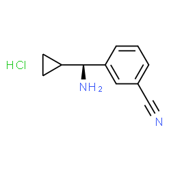 ChemSpider 2D Image | 3-[(S)-Amino(cyclopropyl)methyl]benzonitrile hydrochloride (1:1) | C11H13ClN2