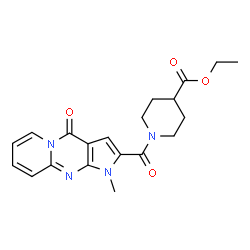 ChemSpider 2D Image | Ethyl 1-[(1-methyl-4-oxo-1,4-dihydropyrido[1,2-a]pyrrolo[2,3-d]pyrimidin-2-yl)carbonyl]-4-piperidinecarboxylate | C20H22N4O4