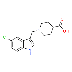ChemSpider 2D Image | 1-((5-chloro-1H-indol-3-yl)methyl)piperidine-4-carboxylic acid | C15H17ClN2O2