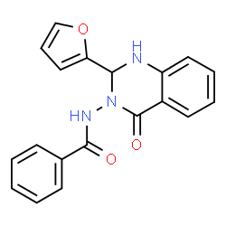 ChemSpider 2D Image | N-[2-(2-Furyl)-4-oxo-1,4-dihydro-3(2H)-quinazolinyl]benzamide | C19H15N3O3