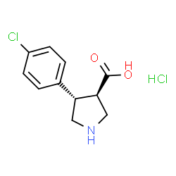 ChemSpider 2D Image | (3R,4S)-4-(4-Chlorophenyl)-3-pyrrolidinecarboxylic acid hydrochloride (1:1) | C11H13Cl2NO2