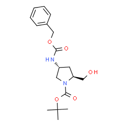 ChemSpider 2D Image | (2S,4R)-tert-Butyl 4-(((benzyloxy)carbonyl)amino)-2-(hydroxymethyl)pyrrolidine-1-carboxylate | C18H26N2O5