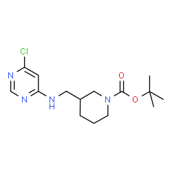 ChemSpider 2D Image | tert-Butyl 3-(((6-chloropyrimidin-4-yl)amino)methyl)piperidine-1-carboxylate | C15H23ClN4O2