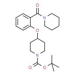 ChemSpider 2D Image | tert-Butyl 4-(2-(piperidine-1-carbonyl)phenoxy)piperidine-1-carboxylate | C22H32N2O4