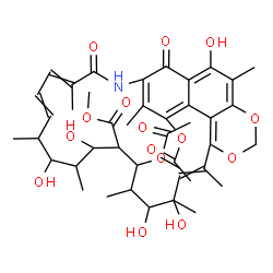 ChemSpider 2D Image | Methyl 2,16-diacetoxy-12,14,18,19,28-pentahydroxy-3,7,11,13,17,19,21,27-octamethyl-6,31-dioxo-23,25-dioxa-5-azatetracyclo[20.7.1.1~4,29~.0~26,30~]hentriaconta-1,3,7,9,20,22(30),26,28-octaene-15-carbox
ylate | C42H53NO15