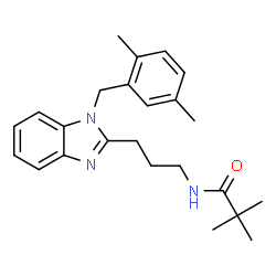 ChemSpider 2D Image | N-{3-[1-(2,5-Dimethylbenzyl)-1H-benzimidazol-2-yl]propyl}-2,2-dimethylpropanamide | C24H31N3O
