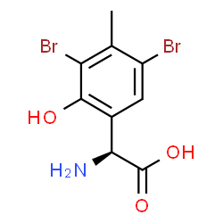 ChemSpider 2D Image | (2S)-Amino(3,5-dibromo-2-hydroxy-4-methylphenyl)acetic acid | C9H9Br2NO3