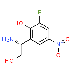 ChemSpider 2D Image | 2-[(1R)-1-Amino-2-hydroxyethyl]-6-fluoro-4-nitrophenol | C8H9FN2O4