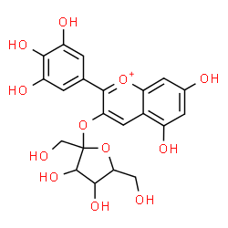 ChemSpider 2D Image | 5,7-Dihydroxy-2-(3,4,5-trihydroxyphenyl)-3-chromeniumyl hex-2-ulofuranoside | C21H21O12