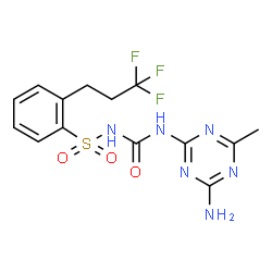 ChemSpider 2D Image | N-[(4-Amino-6-methyl-1,3,5-triazin-2-yl)carbamoyl]-2-(3,3,3-trifluoropropyl)benzenesulfonamide | C14H15F3N6O3S