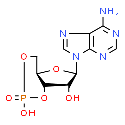 ChemSpider 2D Image | (4aR,6R,7S)-6-(6-Amino-9H-purin-9-yl)tetrahydro-4H-furo[3,2-d][1,3,2]dioxaphosphinine-2,7-diol 2-oxide | C10H12N5O6P
