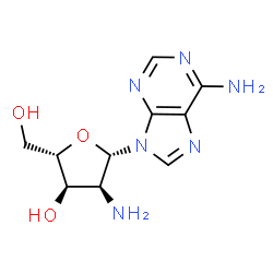 ChemSpider 2D Image | 9-(2-Amino-2-deoxy-beta-L-ribofuranosyl)-9H-purin-6-amine | C10H14N6O3