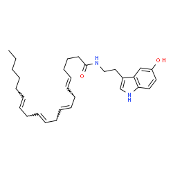 ChemSpider 2D Image | (5E,8E,11E,14E)-N-[2-(5-Hydroxy-1H-indol-3-yl)ethyl]-5,8,11,14-icosatetraenamide | C30H42N2O2