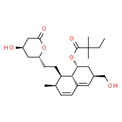 ChemSpider 2D Image | (1R,3R,7R,8R,8aS)-3-(Hydroxymethyl)-8-{2-[(2R,4R)-4-hydroxy-6-oxotetrahydro-2H-pyran-2-yl]ethyl}-7-methyl-1,2,3,7,8,8a-hexahydro-1-naphthalenyl 2,2-dimethylbutanoate | C25H38O6