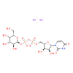ChemSpider 2D Image | [[(2S,3R,4S,5S)-5-(2,4-dioxopyrimidin-1-yl)-3,4-dihydroxy-tetrahydrofuran-2-yl]methoxy-oxido-phosphoryl] [(2S,3S,4R,5S,6S)-3,4,5-trihydroxy-6-(hydroxymethyl)tetrahydropyran-2-yl] phosphate; sodium(1+) dihydride | C15H22N2Na2O17P2
