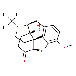 ChemSpider 2D Image | (5alpha,13alpha,14alpha)-14-Hydroxy-3-methoxy-17-(~2~H_3_)methyl-4,5-epoxymorphinan-6-one | C18H18D3NO4