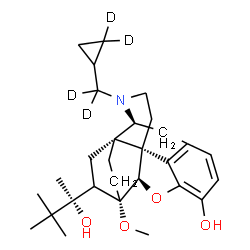 ChemSpider 2D Image | (5beta,6beta,9alpha,13alpha)-17-[(2,2-~2~H_2_)Cyclopropyl(~2~H_2_)methyl]-7-[(2R)-2-hydroxy-3,3-dimethyl-2-butanyl]-6-methoxy-18,19-dihydro-4,5-epoxy-6,14-ethenomorphinan-3-ol | C29H37D4NO4
