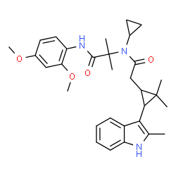 ChemSpider 2D Image | N~2~-Cyclopropyl-N-(2,4-dimethoxyphenyl)-N~2~-{[2,2-dimethyl-3-(2-methyl-1H-indol-3-yl)cyclopropyl]acetyl}-2-methylalaninamide | C31H39N3O4