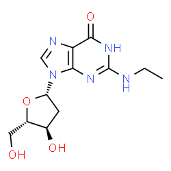 ChemSpider 2D Image | 9-(2-Deoxy-beta-L-erythro-pentofuranosyl)-2-(ethylamino)-1,9-dihydro-6H-purin-6-one | C12H17N5O4