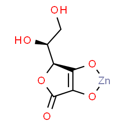 ChemSpider 2D Image | [(5S)-5-[(1S)-1,2-Dihydroxyethyl]-3,4-di(hydroxy-kappaO)-2(5H)-furanonato(2-)]zinc | C6H6O6Zn