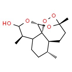 ChemSpider 2D Image | (1R,4S,5R,9R,12R,13R)-1,5,9-Trimethyl-11,14,15,16-tetraoxatetracyclo[10.3.1.0~4,13~.0~8,13~]hexadecan-10-ol | C15H24O5
