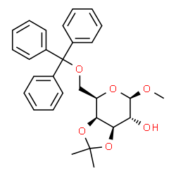 ChemSpider 2D Image | Methyl 3,4-O-isopropylidene-6-O-trityl-beta-D-galactopyranoside | C29H32O6