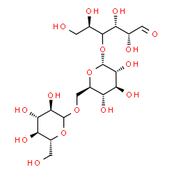 ChemSpider 2D Image | D-Glucopyranosyl-(1->6)-alpha-D-glucopyranosyl-(1->4)-(4xi)-D-xylo-hexose | C18H32O16