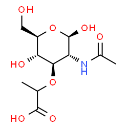 ChemSpider 2D Image | 2-Acetamido-3-O-(1-carboxyethyl)-2-deoxy-beta-D-glucopyranose | C11H19NO8