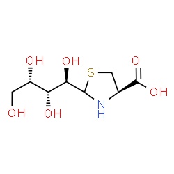 ChemSpider 2D Image | (4R)-2-[(1R,2R,3S)-1,2,3,4-Tetrahydroxybutyl]-1,3-thiazolidine-4-carboxylic acid | C8H15NO6S