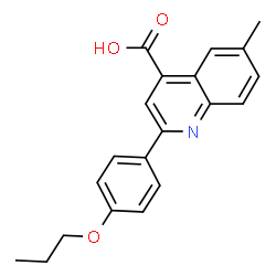 ChemSpider 2D Image | 6-Methyl-2-(4-propoxyphenyl)-4-quinolinecarboxylic acid | C20H19NO3