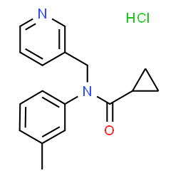 ChemSpider 2D Image | N-(3-Methylphenyl)-N-(3-pyridinylmethyl)cyclopropanecarboxamide hydrochloride (1:1) | C17H19ClN2O