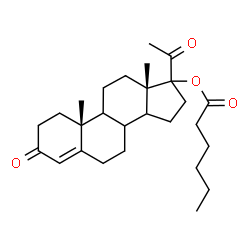 ChemSpider 2D Image | (8xi,9xi,14xi,17xi)-3,20-Dioxopregn-4-en-17-yl hexanoate | C27H40O4