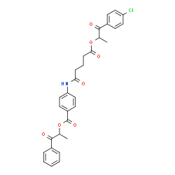 ChemSpider 2D Image | 1-Oxo-1-phenyl-2-propanyl 4-[(5-{[1-(4-chlorophenyl)-1-oxo-2-propanyl]oxy}-5-oxopentanoyl)amino]benzoate | C30H28ClNO7