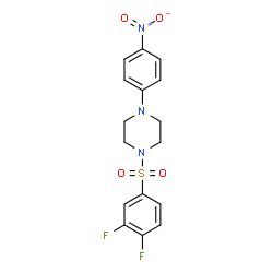 ChemSpider 2D Image | 1-[(3,4-Difluorophenyl)sulfonyl]-4-(4-nitrophenyl)piperazine | C16H15F2N3O4S
