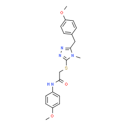 ChemSpider 2D Image | 2-{[5-(4-Methoxybenzyl)-4-methyl-4H-1,2,4-triazol-3-yl]sulfanyl}-N-(4-methoxyphenyl)acetamide | C20H22N4O3S
