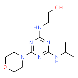ChemSpider 2D Image | 2-{[4-(Isopropylamino)-6-(4-morpholinyl)-1,3,5-triazin-2-yl]amino}ethanol | C12H22N6O2